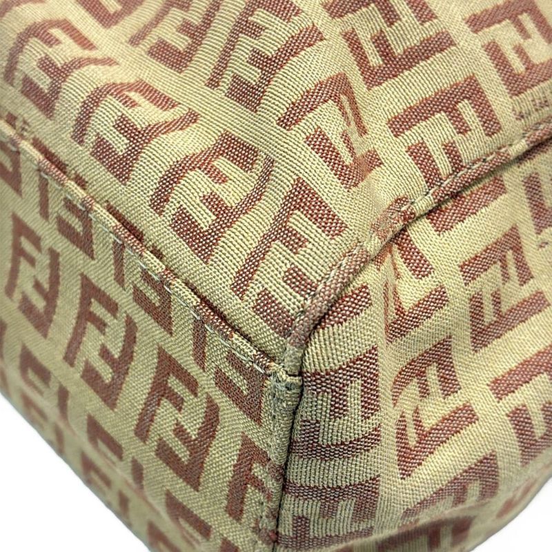 Fendi Tote Bag Zucchino Pattern 8bh073 Beige And Pink Beige Leather
