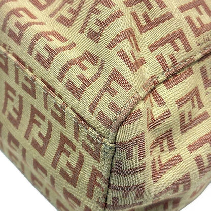 Fendi Tote Bag Zucchino Pattern 8bh073 Beige And Pink Beige Leather