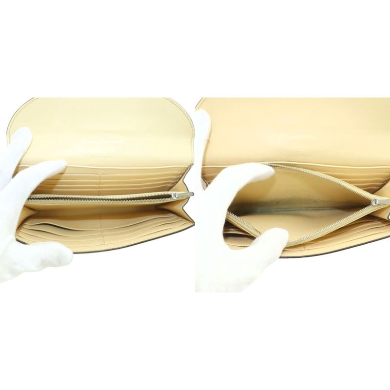 Celine Trotter Large Flap Wallet Long Wallet Coin Purse Flap Beige MI - SH