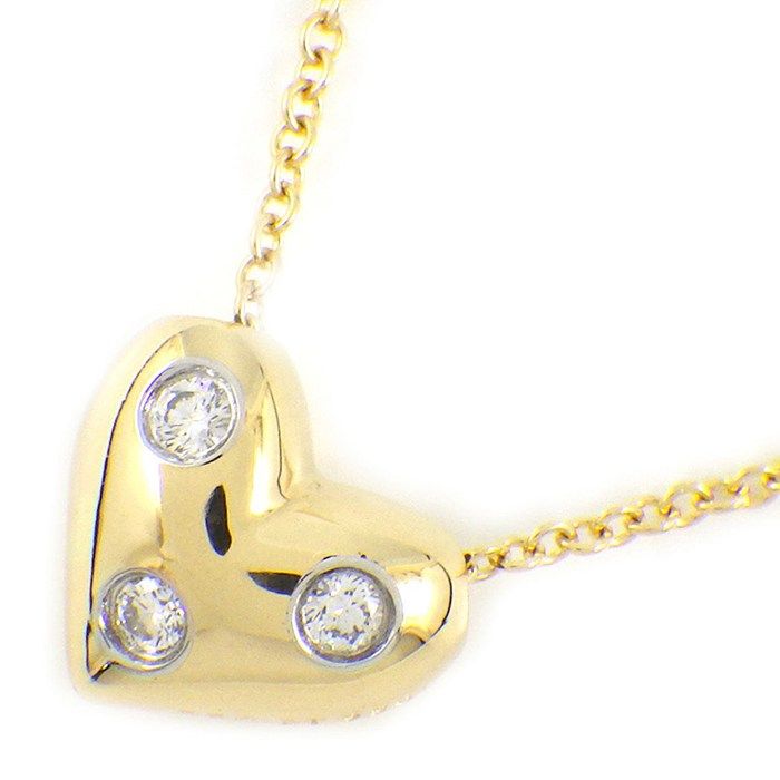 Tiffany & Co Tiffany & Co Necklace Dot's Heart 3 Point Diamond 18k Yellow Gold
