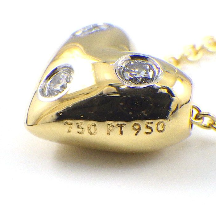 Tiffany & Co Tiffany & Co Necklace Dot's Heart 3 Point Diamond 18k Yellow Gold