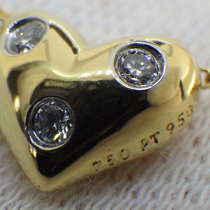 Tiffany & Co Tiffany & Co Necklace Dot's Heart 3 Point Diamond 18k Yellow Gold