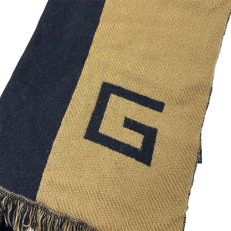 Gucci Scarf Women's Brand Shawl Wool Black Brown Logo Stylish Class Y Apparel