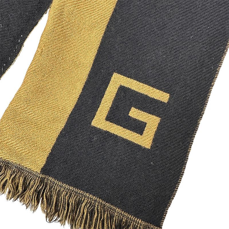Gucci Scarf Women's Brand Shawl Wool Black Brown Logo Stylish Class Y Apparel