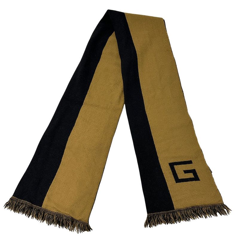 Gucci Scarf Women's Brand Shawl Wool Black Brown Logo Stylish Class Y Apparel