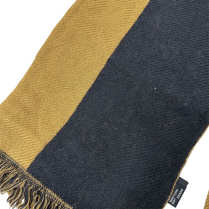 Gucci Scarf Women's Brand Shawl Wool Black Brown Logo Stylish Class Y Apparel