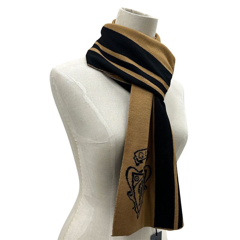 Gucci Scarf Women's Brand Shawl Wool Black Brown Logo Stylish Class Y Apparel