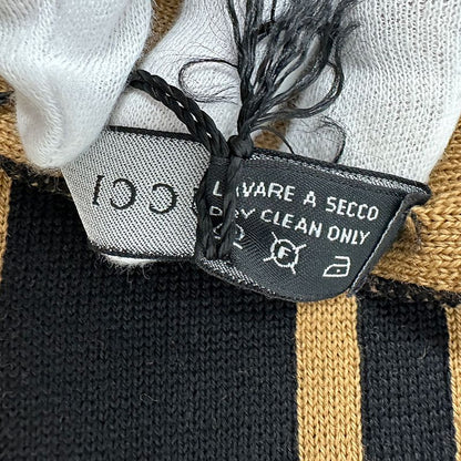 Gucci Scarf Women's Brand Shawl Wool Black Brown Logo Stylish Class Y Apparel