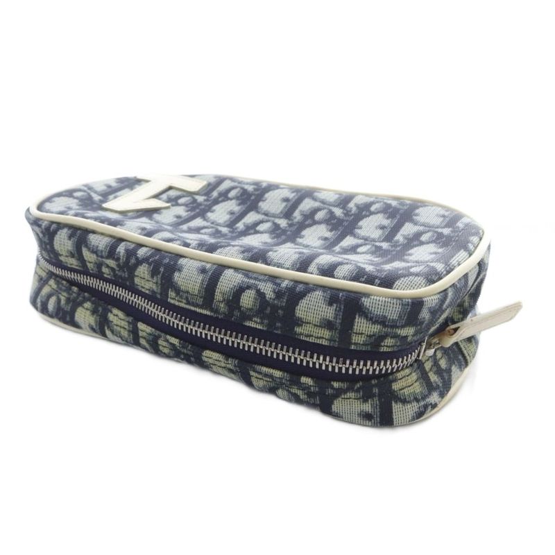 Christian DIOR Trotter Pouch Navy Blue Navy