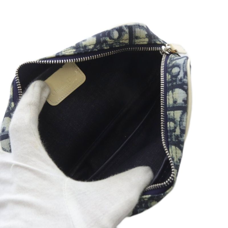 Christian DIOR Trotter Pouch Navy Blue Navy