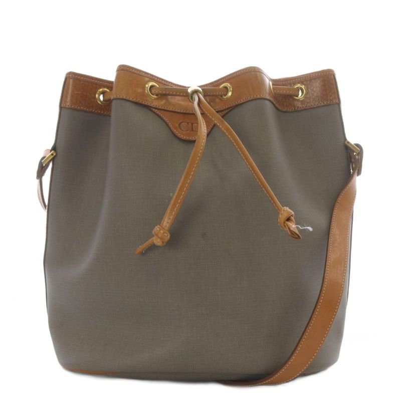 Christian DIOR Shoulder Bag One Shoulder Crossbody Drawstring Gray YO20 - OH