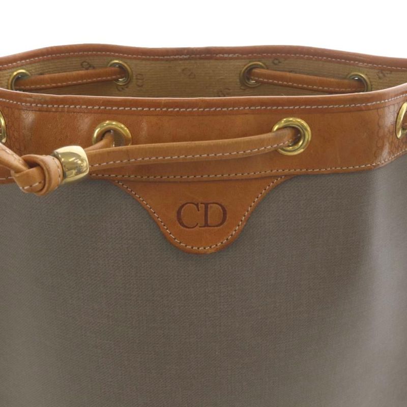 Christian DIOR Shoulder Bag One Shoulder Crossbody Drawstring Gray YO20 - OH