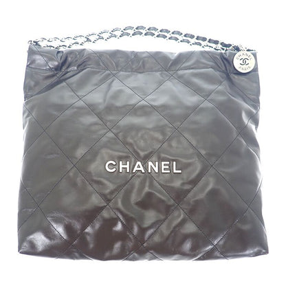 Chanel 22 Small As3260b1905794305 Handbag Shiny Calfskin Black Silver Hardware