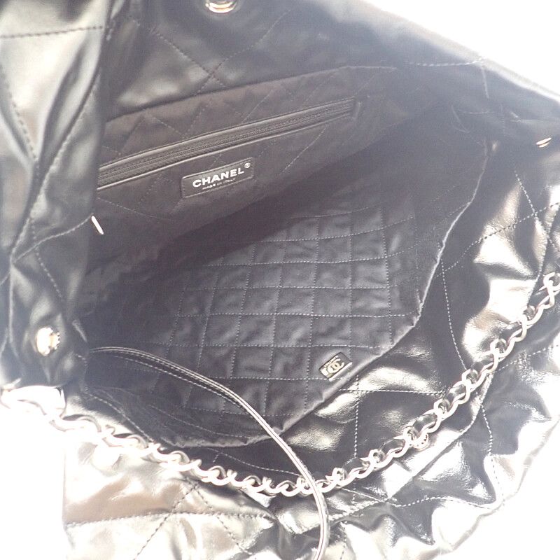 Chanel 22 Small As3260b1905794305 Handbag Shiny Calfskin Black Silver Hardware