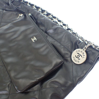 Chanel 22 Small As3260b1905794305 Handbag Shiny Calfskin Black Silver Hardware