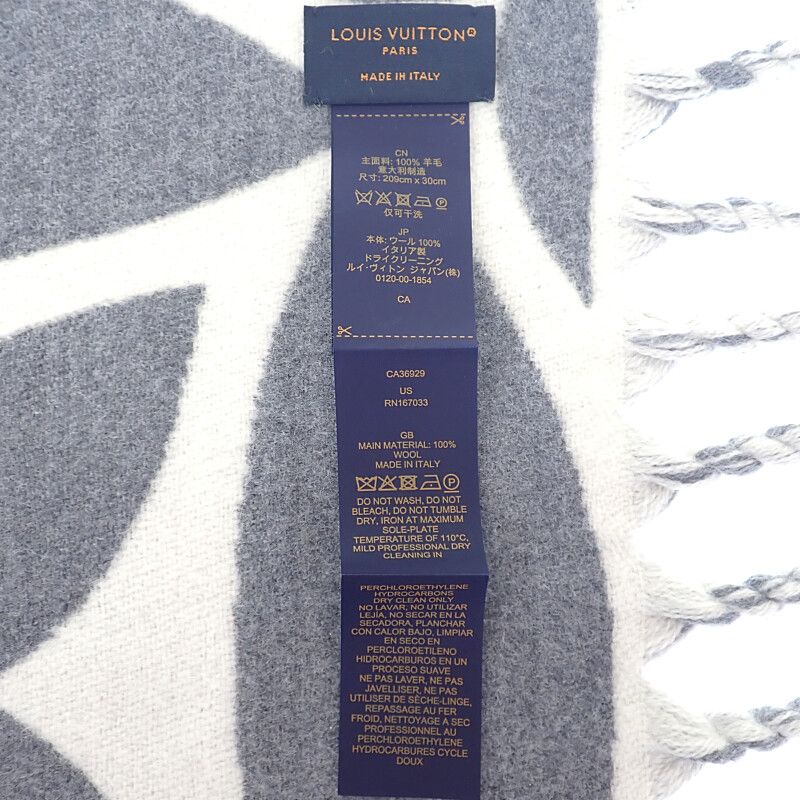 Louis Vuitton LV Medallion M92857 Scarf Wool Grey Gri-cles Le Men Ladies Unisex