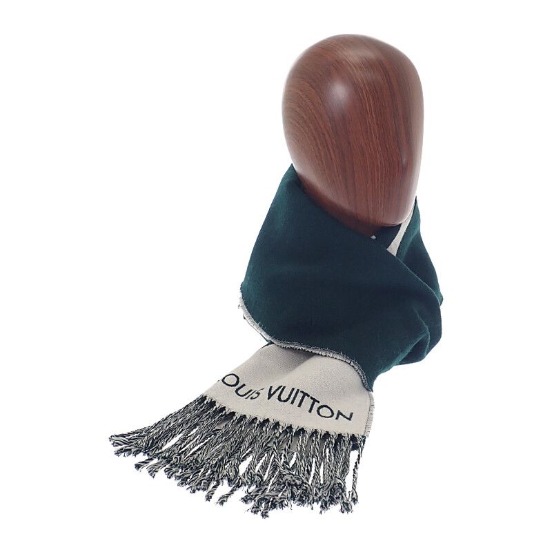 Louis Vuitton Graphic Dual M79139 Scarf Cashmere Green White Unisex [grade A