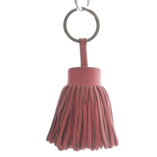 Hermes Carmen Rose Azalea Tassel Charm Key Holder Bag Charm Key Ring Leather