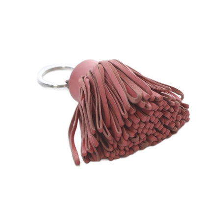 Hermes Carmen Rose Azalea Tassel Charm Key Holder Bag Charm Key Ring Leather