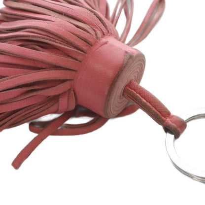 Hermes Carmen Rose Azalea Tassel Charm Key Holder Bag Charm Key Ring Leather