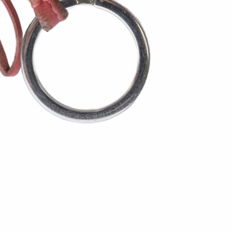 Hermes Carmen Rose Azalea Tassel Charm Key Holder Bag Charm Key Ring Leather