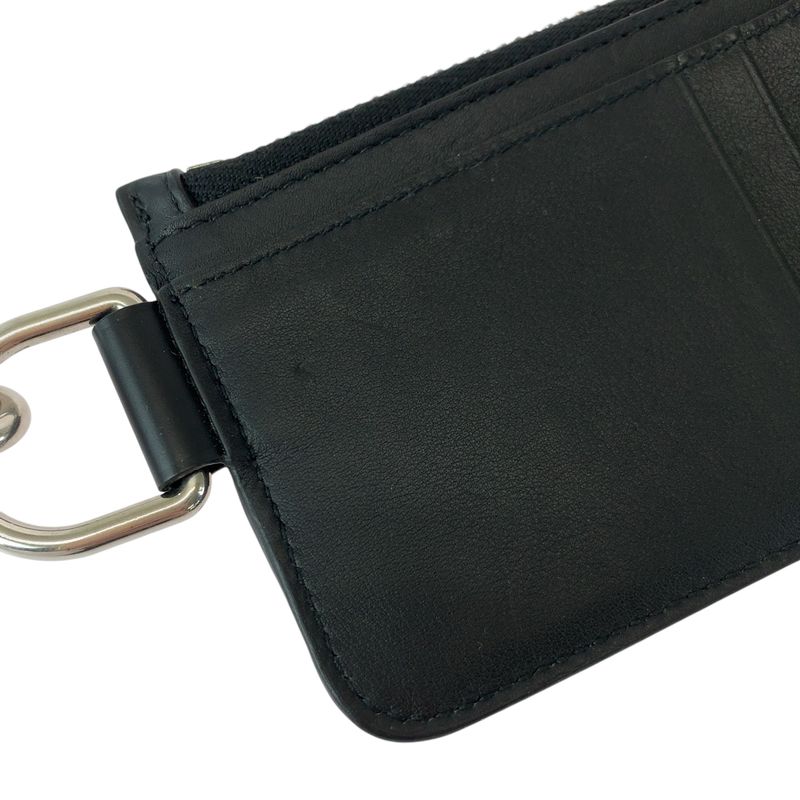 Balenciaga Logo Black Leather 655594 Coin Case With Chain Fragment Case Card