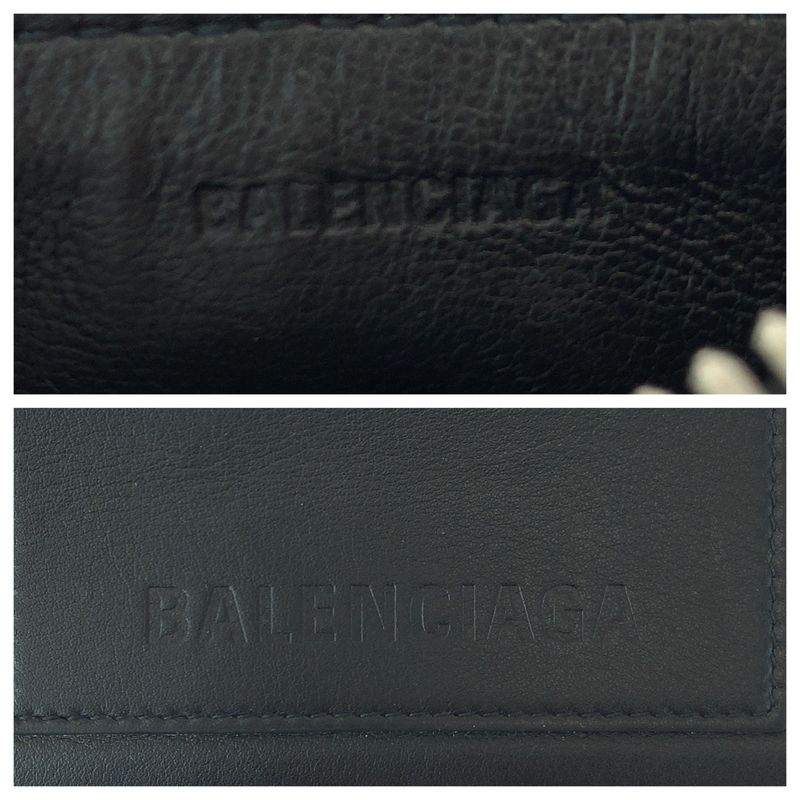Balenciaga Logo Black Leather 655594 Coin Case With Chain Fragment Case Card