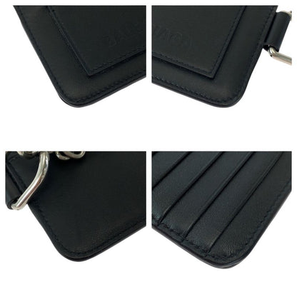 Balenciaga Logo Black Leather 655594 Coin Case With Chain Fragment Case Card