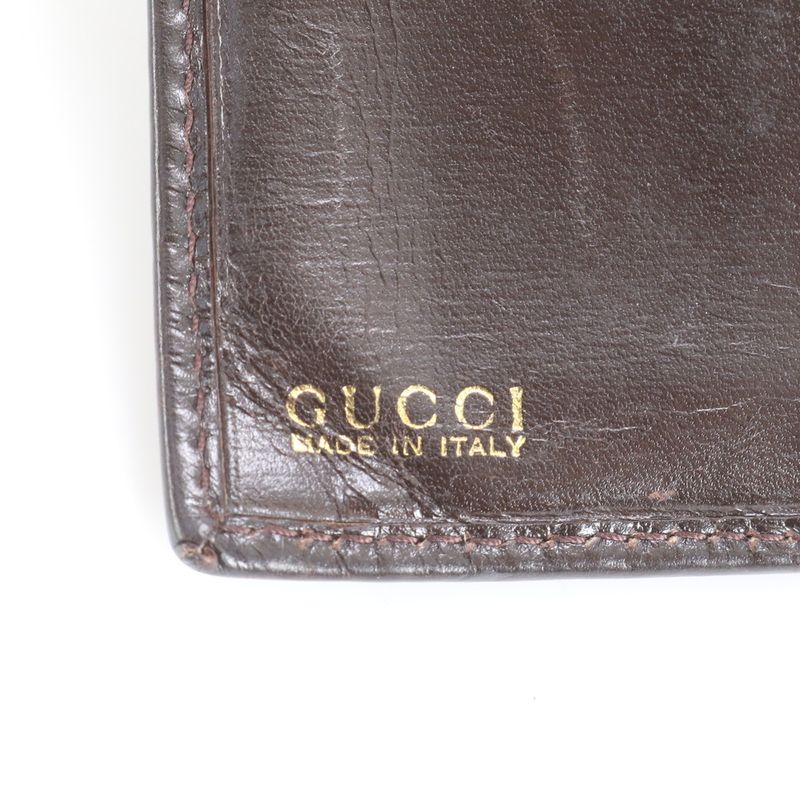 Gucci Horseshoe Clasp 035-2149 Leather Fold Wallet Compact Wallet Genuine