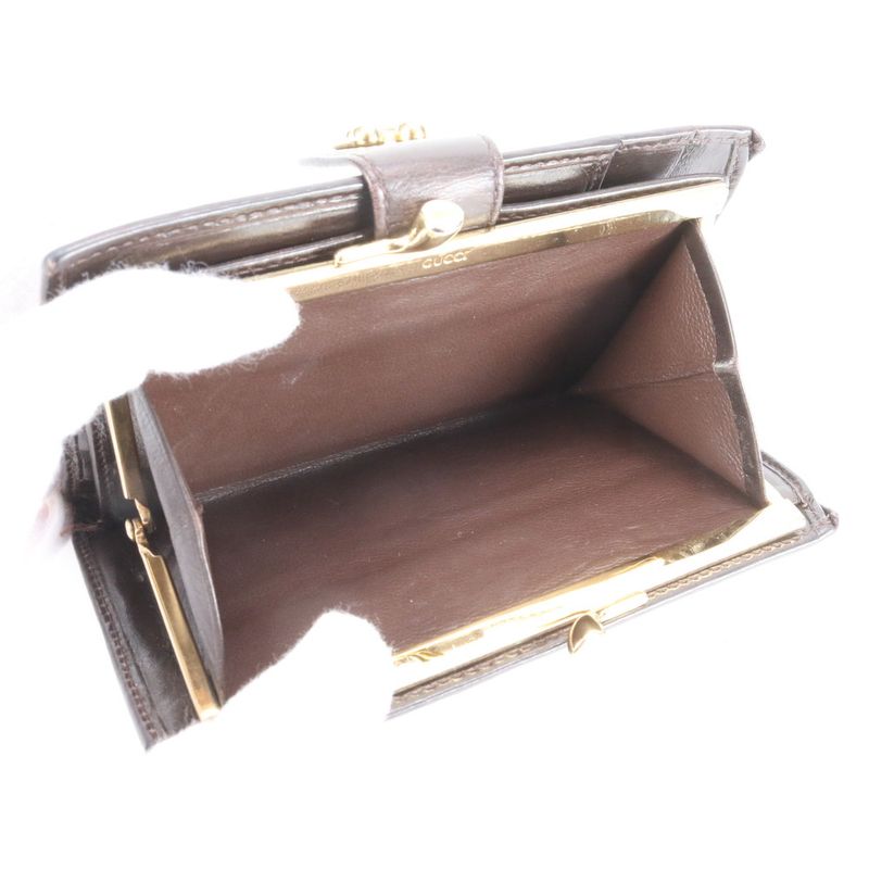 Gucci Horseshoe Clasp 035-2149 Leather Fold Wallet Compact Wallet Genuine