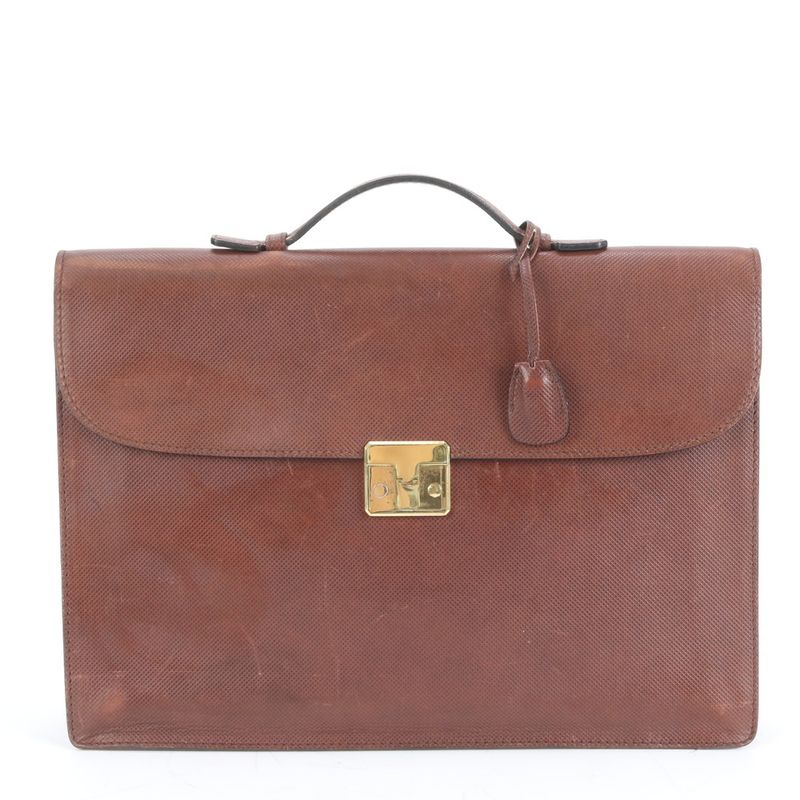 Bottega Veneta Leather Business Bag Document Bag Briefcase Tote Commuter Brown