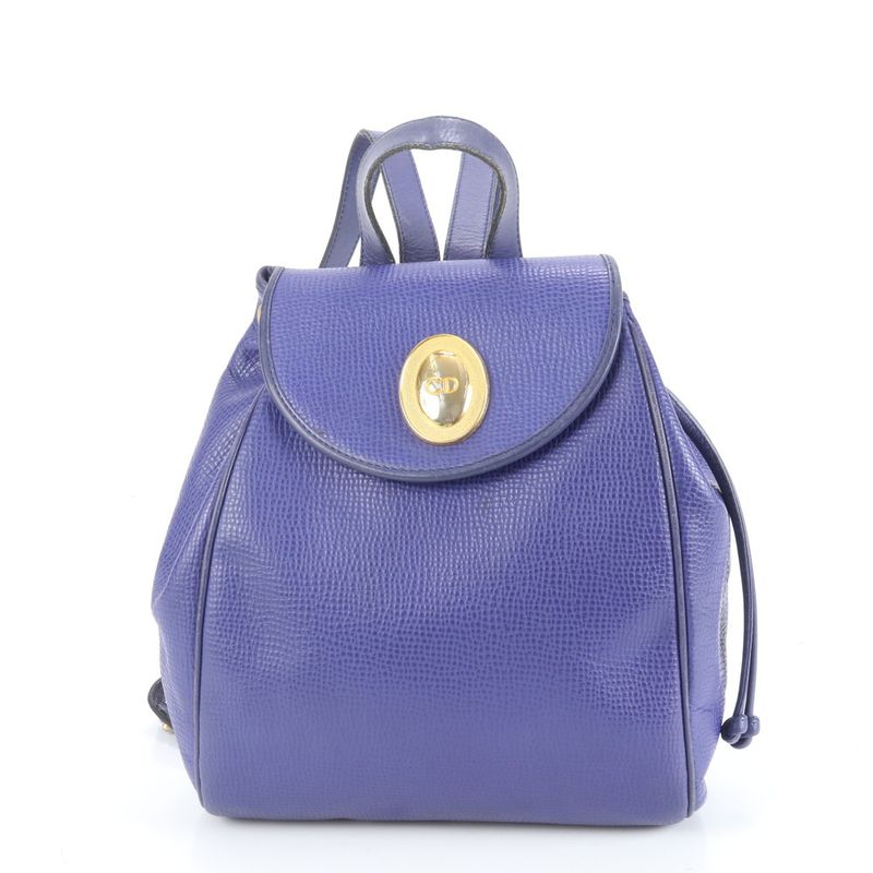 Vintage Christian Dior Oval CD Logo Leather Backpack Sac Backpack Gold Hardware