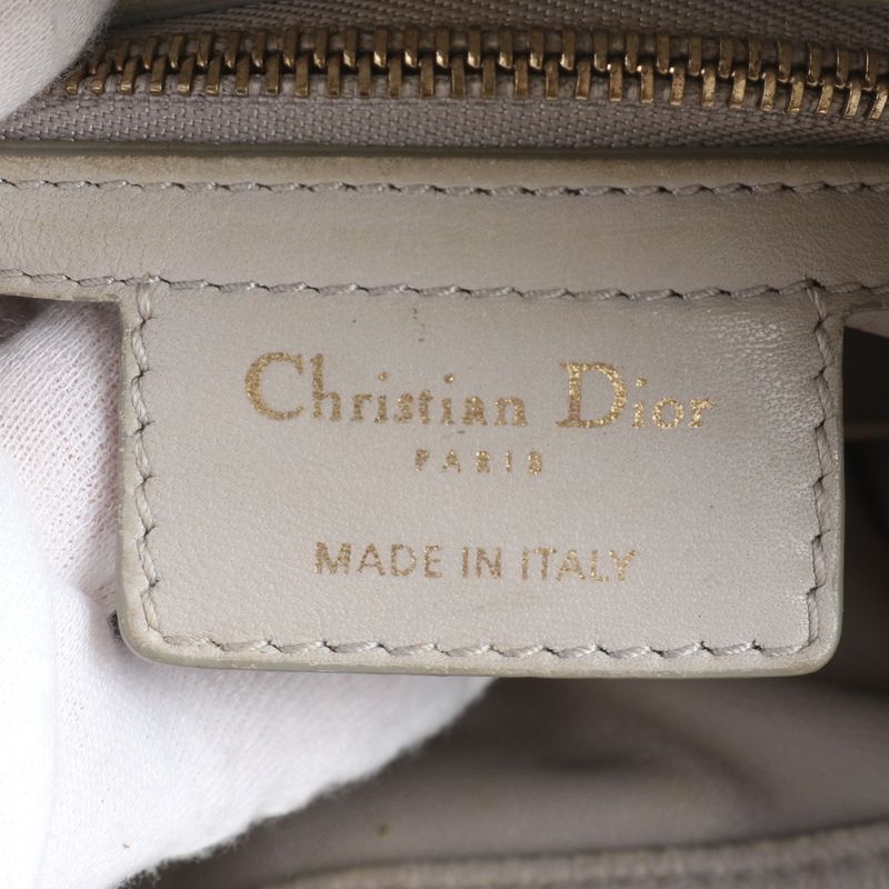 Christian Dior Pleated Leather Shoulder Bag Shoulder Hand Gray Women's RRM