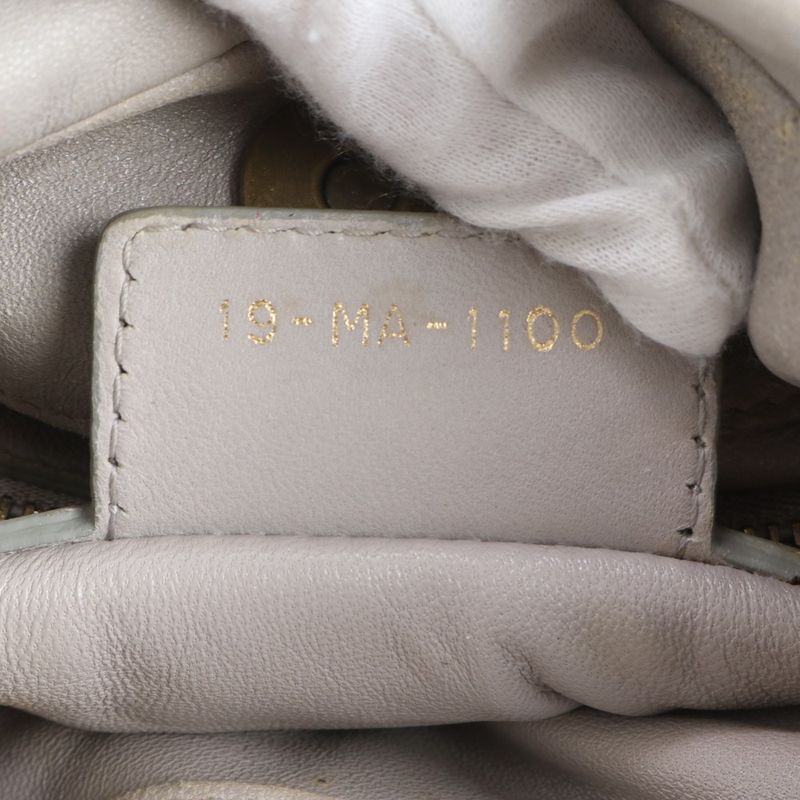 Christian Dior Pleated Leather Shoulder Bag Shoulder Hand Gray Women's RRM