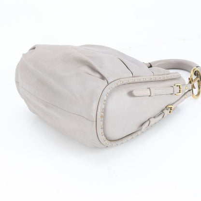 Christian Dior Pleated Leather Shoulder Bag Shoulder Hand Gray Women's RRM