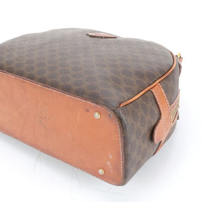 Vintage Celine Macadam Triomphe Leather Tote Bag Hand Brown Gold Hardware