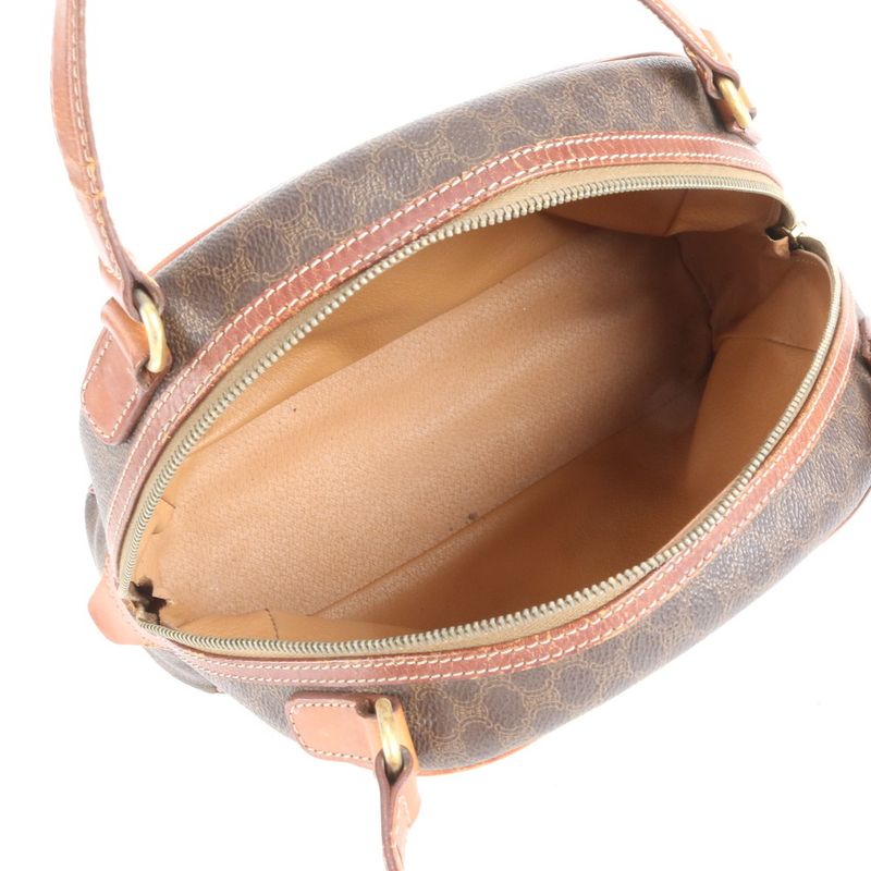 Vintage Celine Macadam Triomphe Leather Tote Bag Hand Brown Gold Hardware