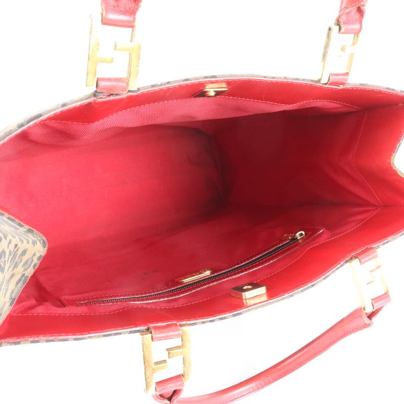 Vintage Fendi Leopard Leather Tote Bag Shoulder A4 Women ERM Da22-10