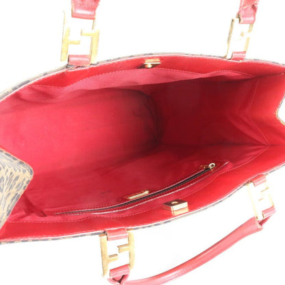 Vintage Fendi Leopard Leather Tote Bag Shoulder A4 Women ERM Da22-10