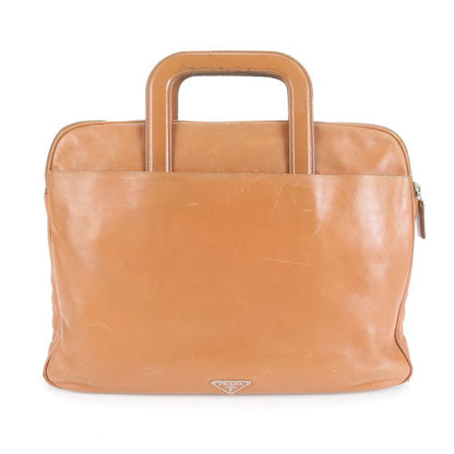Prada Triangle Logo Leather Business Bag Document Bag Briefcase Commuter