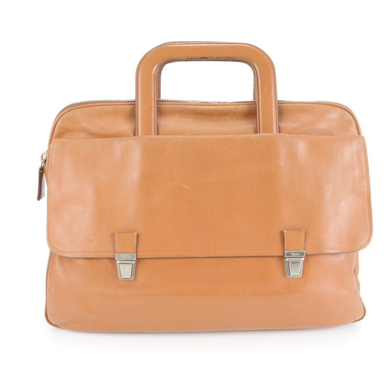 Prada Triangle Logo Leather Business Bag Document Bag Briefcase Commuter