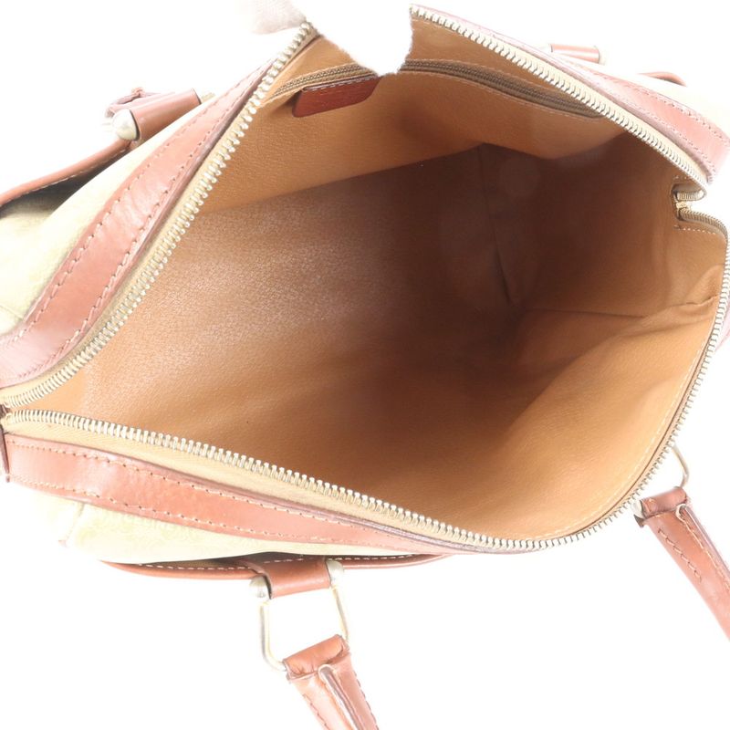 Celine Macadam Mini Boston Leather Handbag Tote Genuine Leather Brown Women's