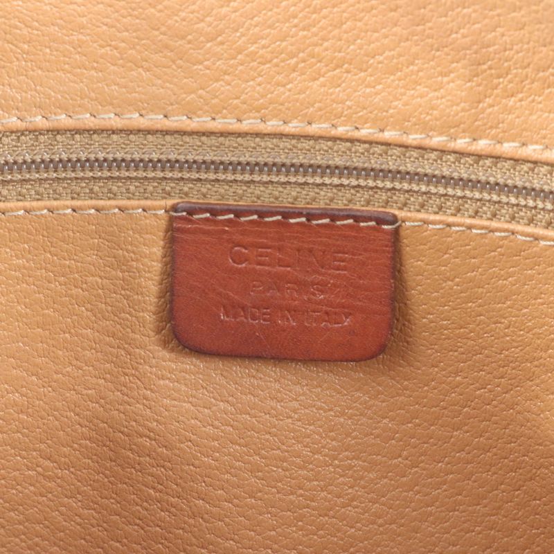 Celine Macadam Mini Boston Leather Handbag Tote Genuine Leather Brown Women's