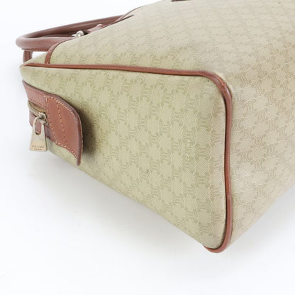 Celine Macadam Mini Boston Leather Handbag Tote Genuine Leather Brown Women's