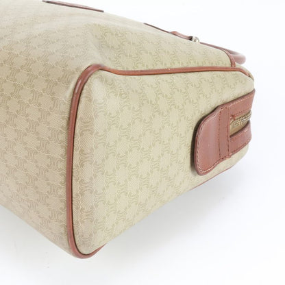 Celine Macadam Mini Boston Leather Handbag Tote Genuine Leather Brown Women's