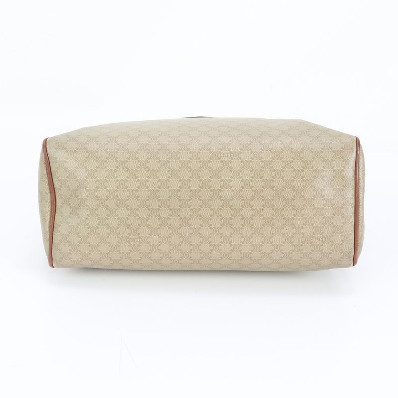 Celine Macadam Mini Boston Leather Handbag Tote Genuine Leather Brown Women's