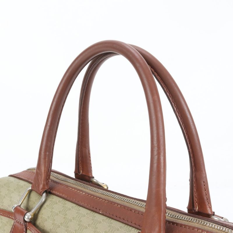 Celine Macadam Mini Boston Leather Handbag Tote Genuine Leather Brown Women's