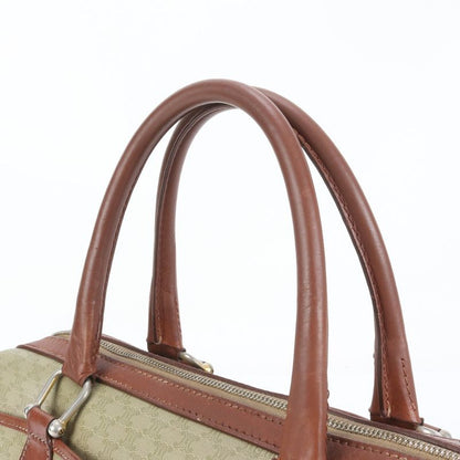 Celine Macadam Mini Boston Leather Handbag Tote Genuine Leather Brown Women's