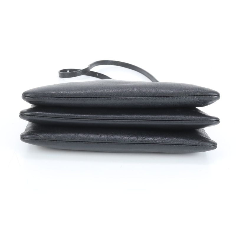 Celine Trio Leather Shoulder Bag Crossbody Genuine Leather Black Women ERM