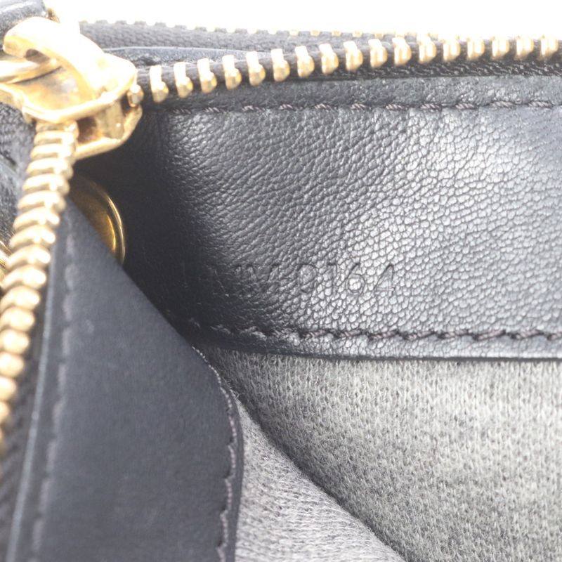 Celine Trio Leather Shoulder Bag Crossbody Genuine Leather Black Women ERM